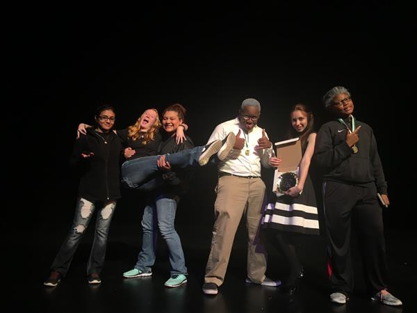 Theatre Students having fun after 10 minute skit performance Theatre Students having fun after 10 minute skit performance